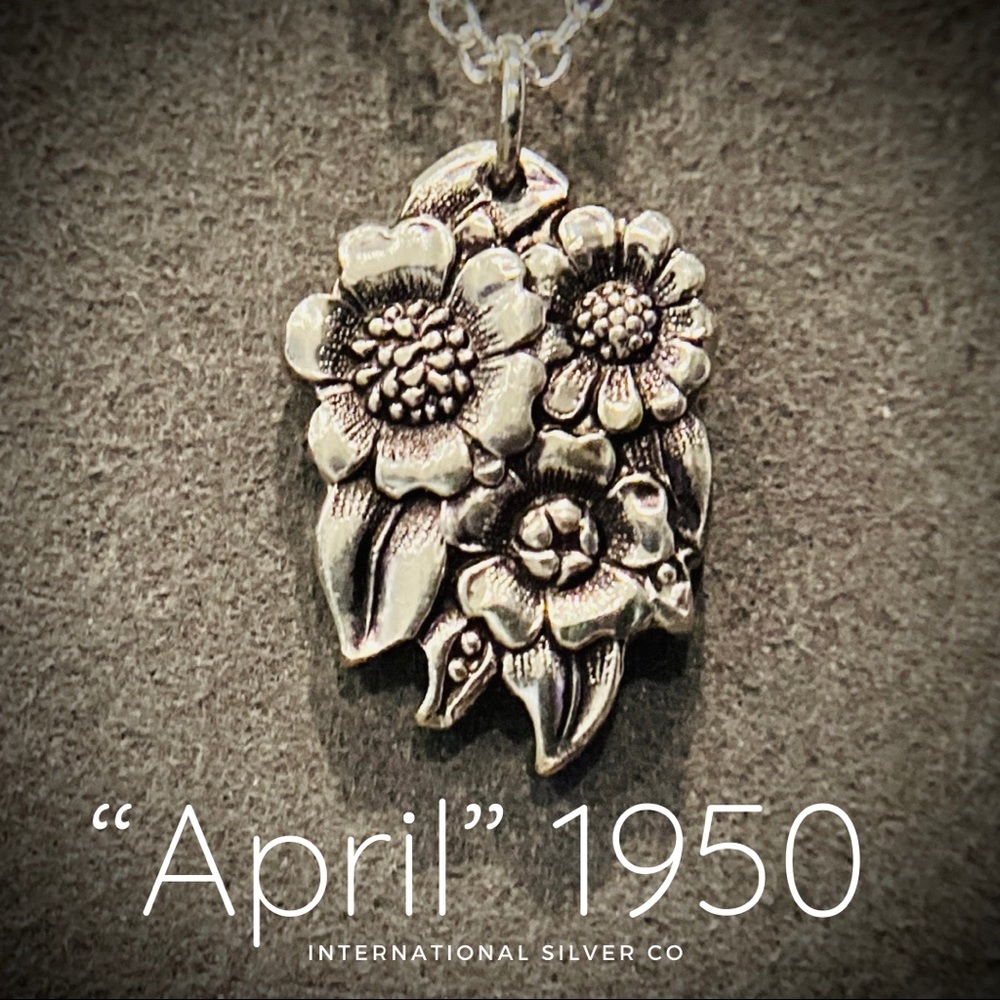 Silver Spoon Sunflower Necklace “April” 1950